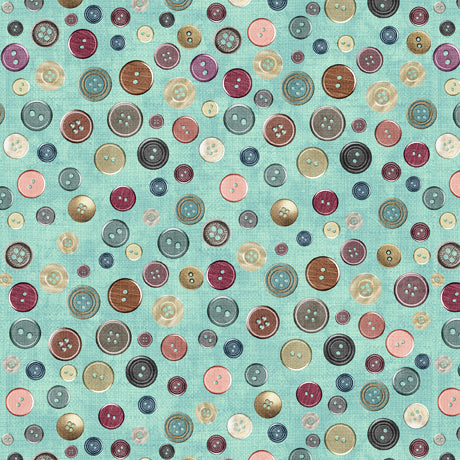 Buttons on Aqua Background - Just Sew