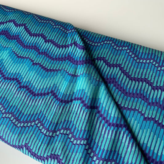Henna Moire Stripe Teal & Purple - End of Bolt 1.25m