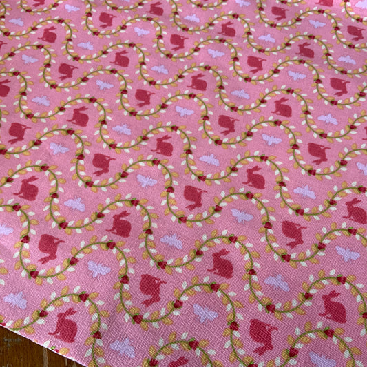 Rabbits & Moths on Pink - Benjamin - Poppies Patchwork Club