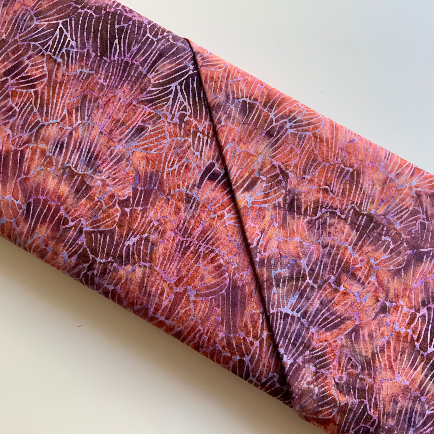 Stamped Batik Purple Orange Frills