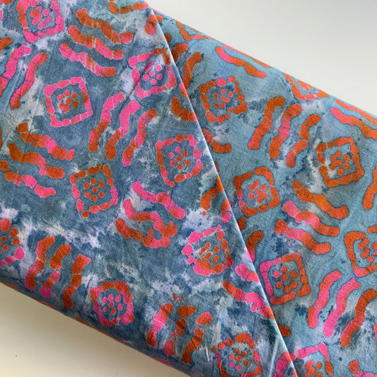 Blue And Pink Tie Dye Batik - Fat Quarter